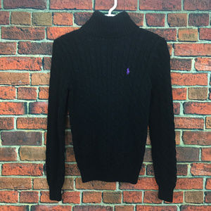 Ralph Lauren Sport Black Cable Knit Turtleneck - M